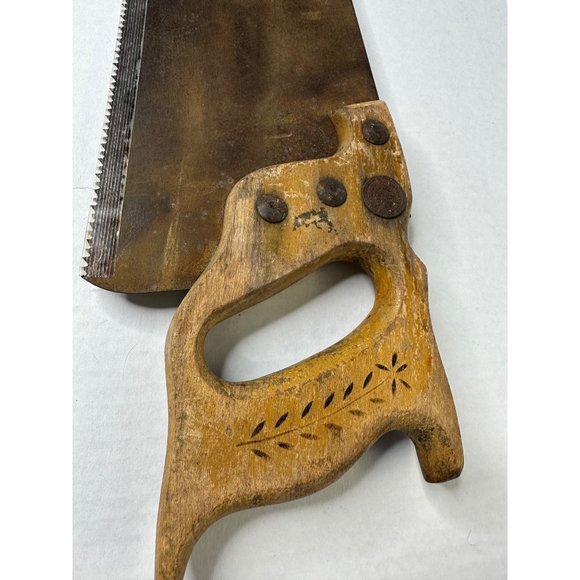VTG Warranted Superior wooden handled rust patina hand saw crafting artwork - Picture 4 of 8